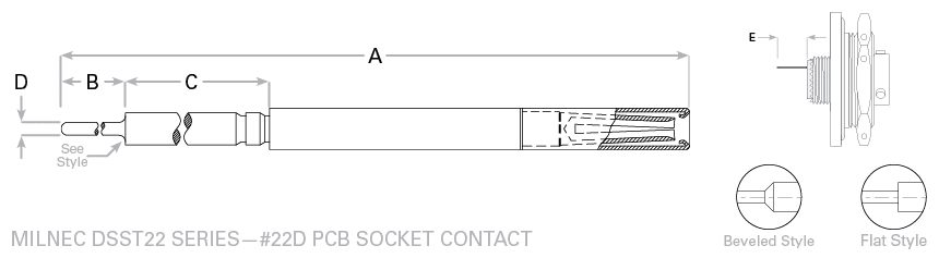 38999 Series 2 #22 PCB Socket Contact Drawing 38999 Series 2 #22 PCB Socket Contact Drawing